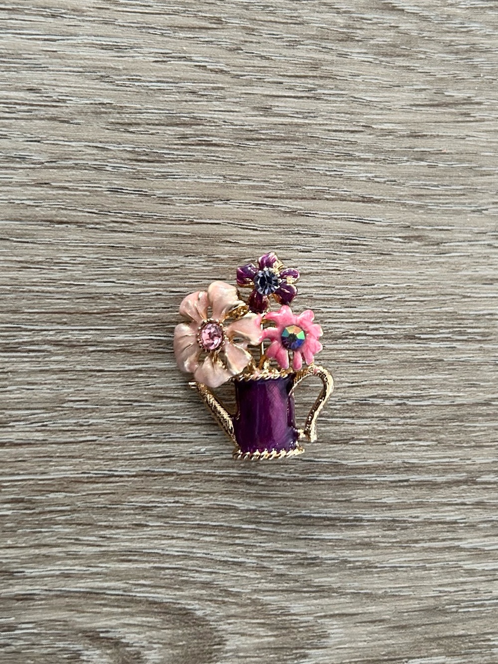 Floral Pitcher Brooch in Purple and Pink